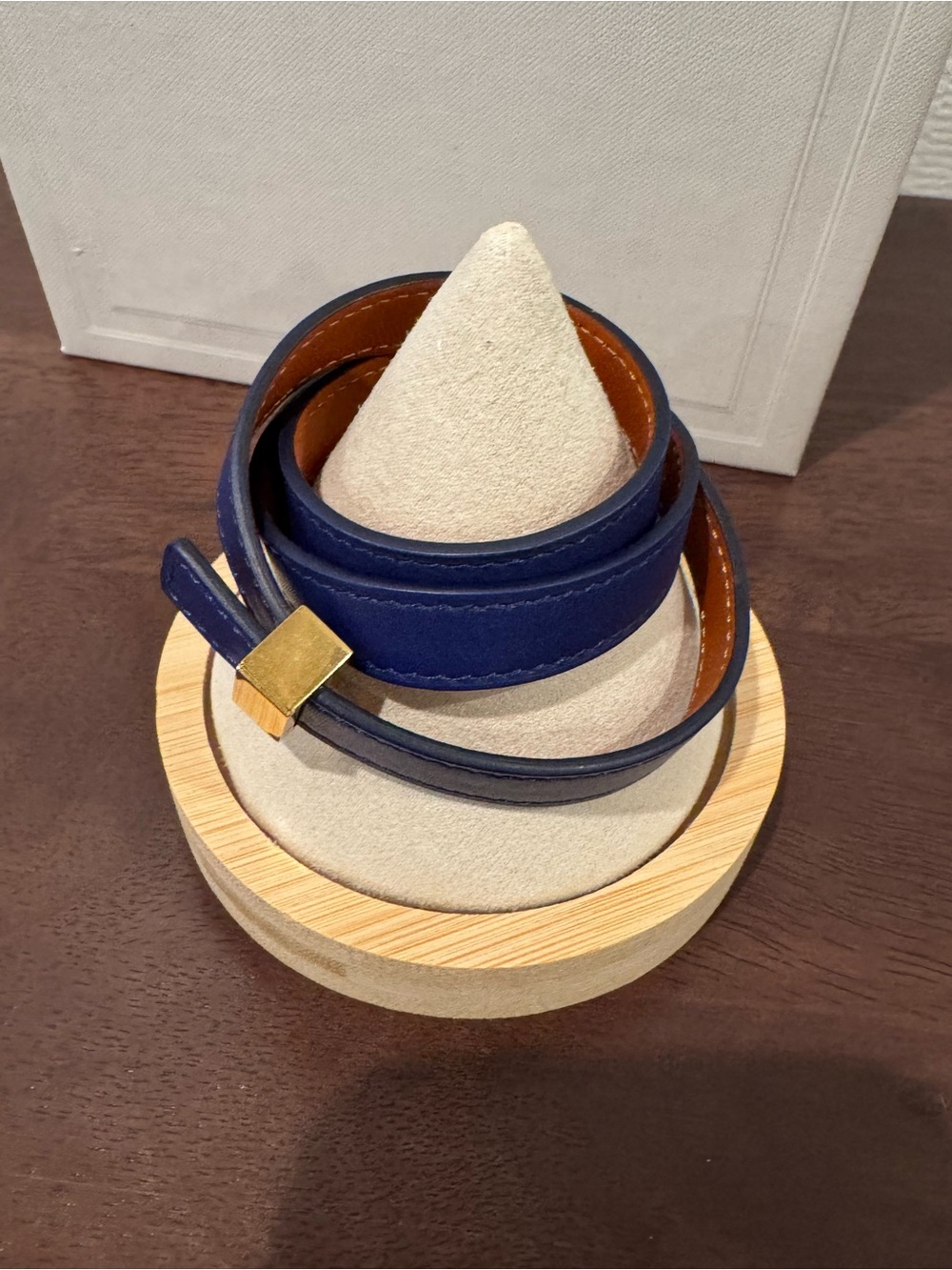 CELINE Triple Wrap Leather Bracelet Navy Calfskin Gold-Tone Hardware Phoebe Era - Picture 7 of 7